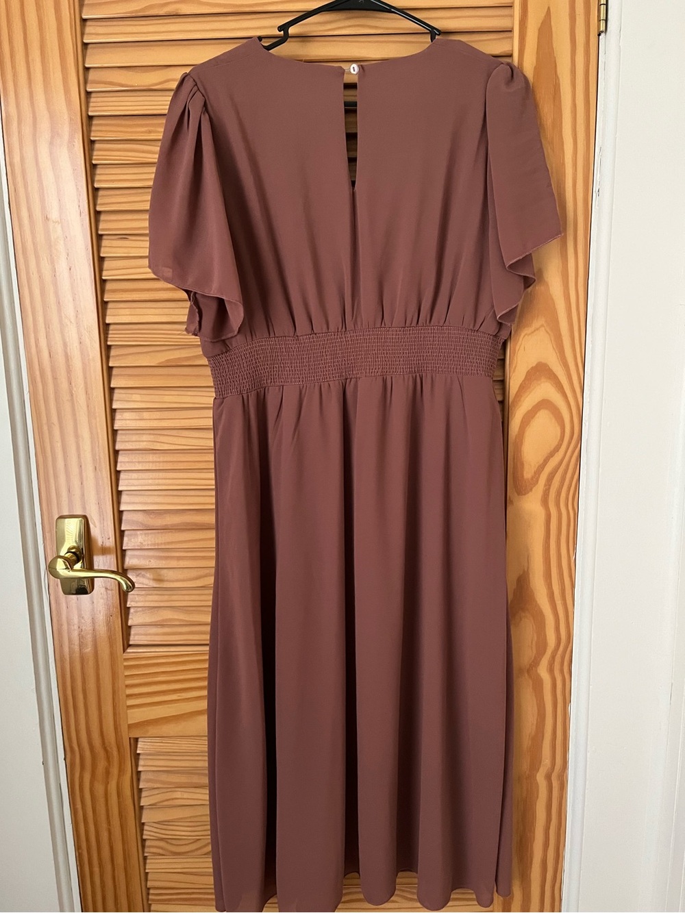 Baltic Born - Sarah Smocked Midi Dress - Rosy Brown XL fall autumn wedding guest - Picture 2 of 2